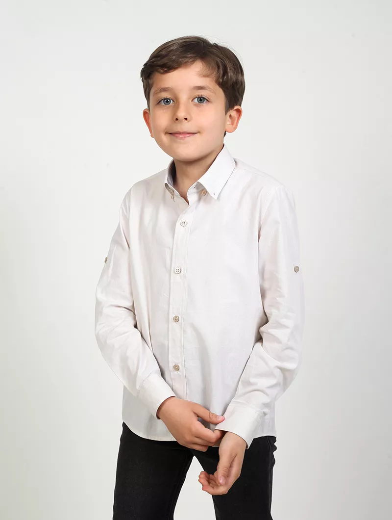 Chemise unie manches longues garçon